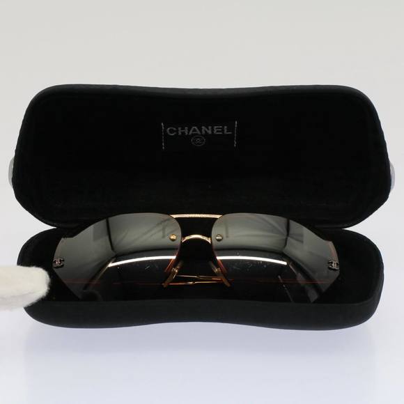 CHANEL Sunglasses Metal Black Gold Tone CC Auth 53401 - Picture 14 of 15